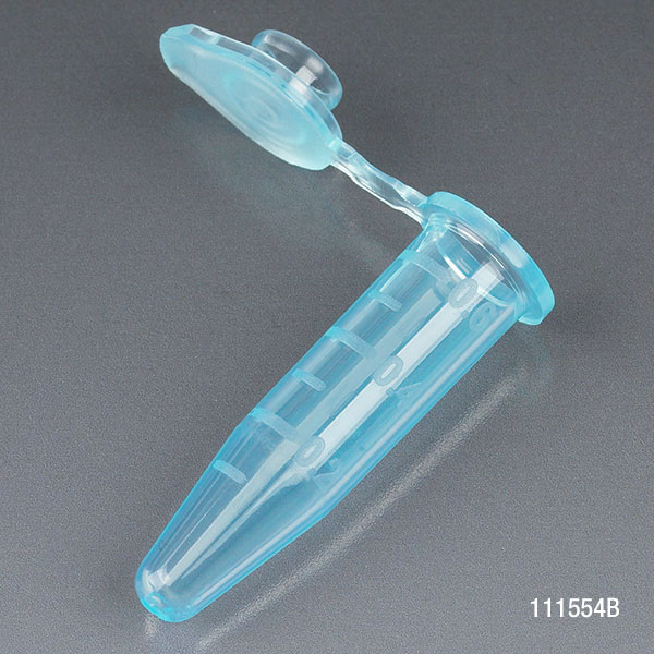 Globe Scientific Microcentrifuge Tube, 0.5mL, PP, Attached Snap Cap, Graduated, Blue, Certified: Rnase, Dnase and Pyrogen Free, 500/Stand Up Zip Lock Bag Microcentrifuge Tube; Microtube; Eppendorf Tube; Micro CT; 0.5mL; Centrifuge Tube; Blue;